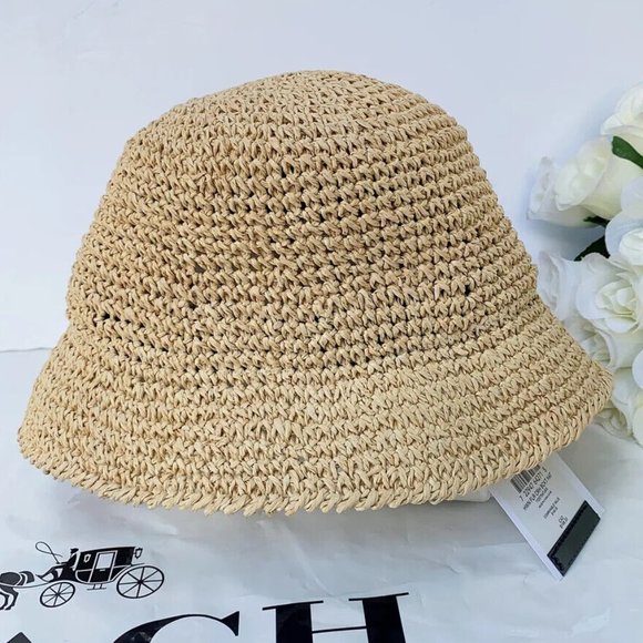 Brand New NWT Coach Hawaiian Floral Crochet Collapsible Bucket Hat - Picture 6 of 9